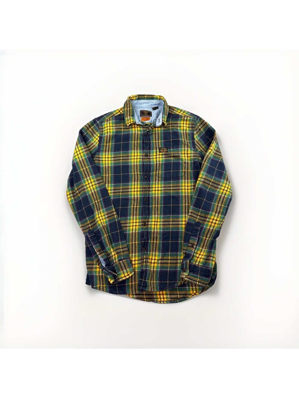 Super Dry Premium Label Tokyo Flannel Size Small Long Sleeve Button Up Work Wear